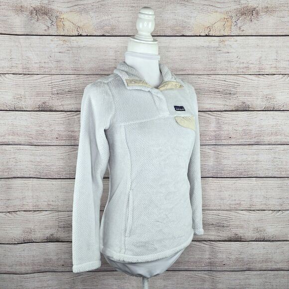 Patagonia Re-Tool Snap-T White Fleece Classic Polartec Fleece Cozy Pullover XS - Picture 6 of 8
